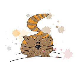 趴着伸舌头的小猫