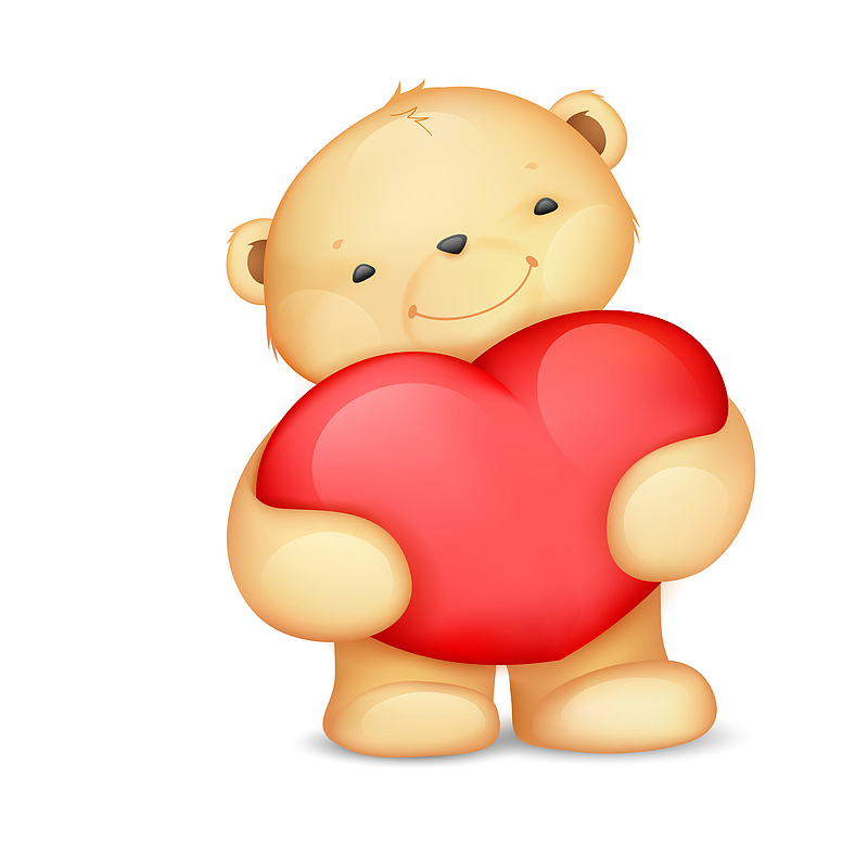 卡通抱着爱心的小熊设计