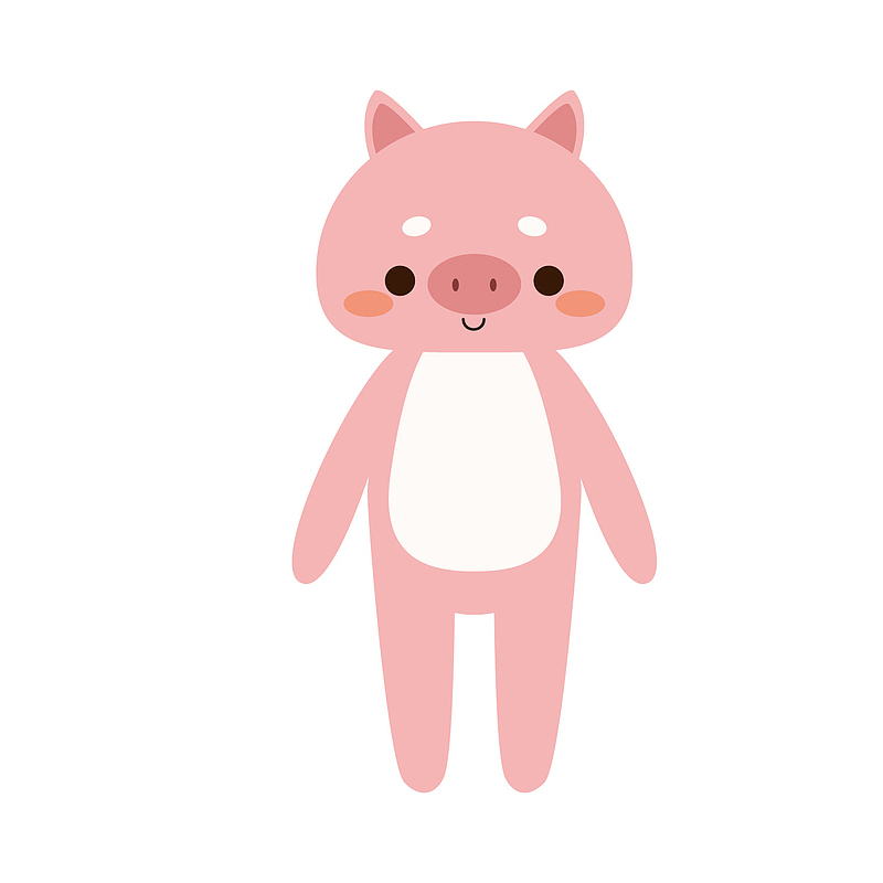 粉色小猪动物手绘
