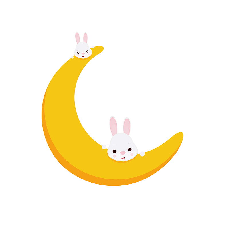 月牙上的小兔子卡通图