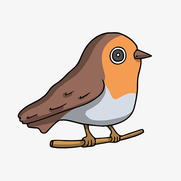 简笔棕色卡通鸟儿
