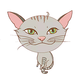 卡通手绘大头胡须小猫