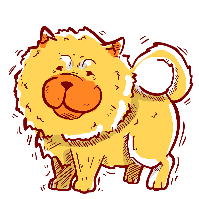卡通手绘黄色的小狗
