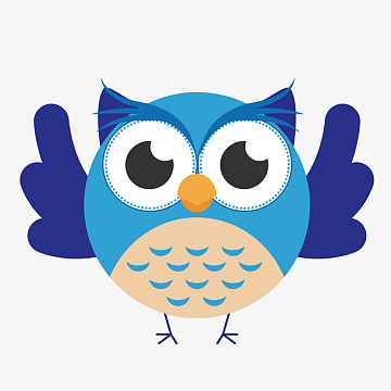 蓝色圆形设计卡通猫头鹰