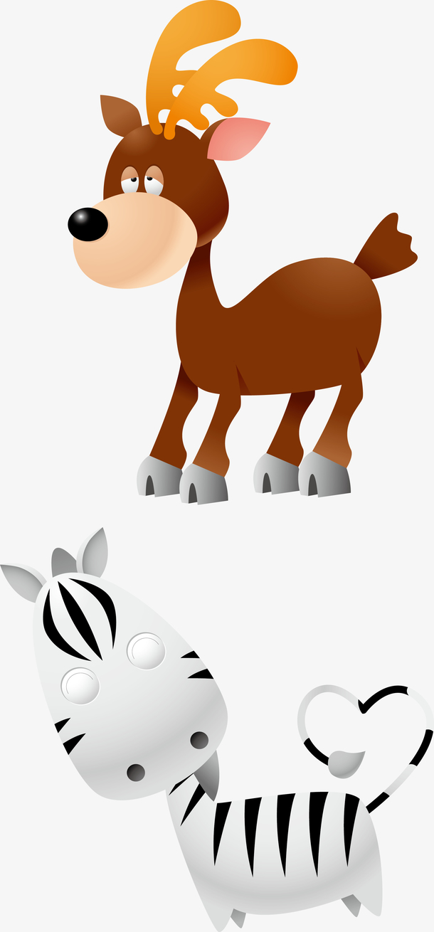 卡通食草动物插画