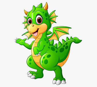 手绘绿色的小恐龙免抠图