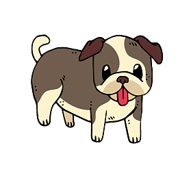 手绘卡通萌宠小花狗