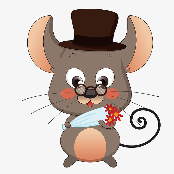 戴帽子大耳朵设计的老鼠
