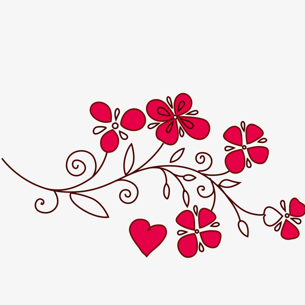 手绘卡通花瓣线条装饰海报设计素材免费下载_觅元素