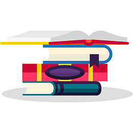 堆积的教科书卡通插画