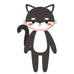 可爱黑色小猫手绘