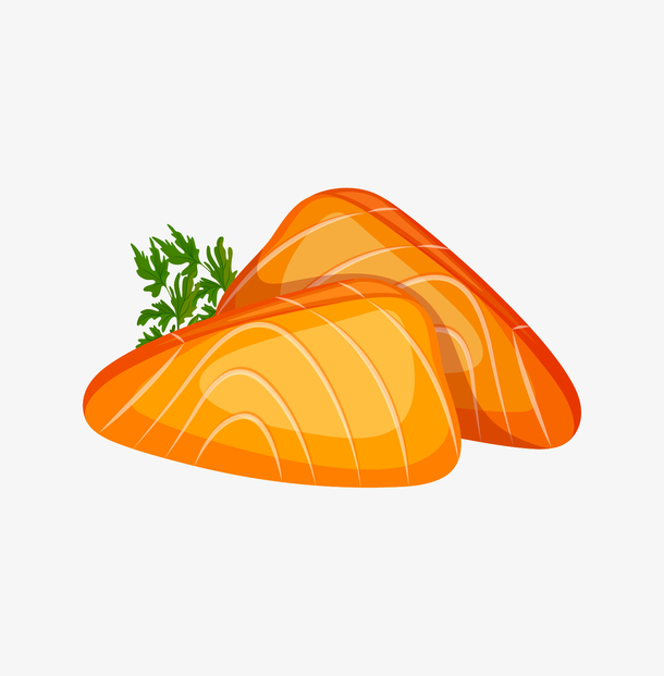 手绘卡通三文鱼肉