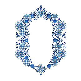 蓝色青花边框元素