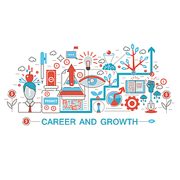 红蓝色的简约流程图