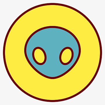 黄色手绘圆弧外星人元素