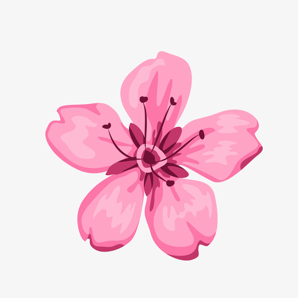 水彩绘卡通花朵矢量图