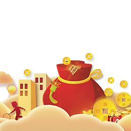 卡通时尚钱袋金钱促销广告设计