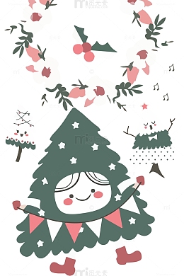可爱风格雪人插画