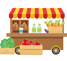 手绘卡通快餐果汁餐车