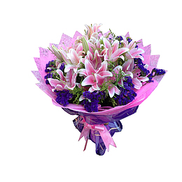 粉红色百合花设计广告