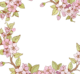 手绘粉色桃花花枝花环纹理免扣