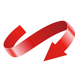 卡通时尚红色弯曲箭头装饰ppt