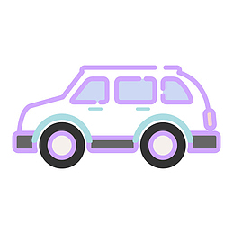 一辆手绘的卡通小车