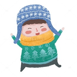 二十四节气小雪可爱卡通孩童打雪