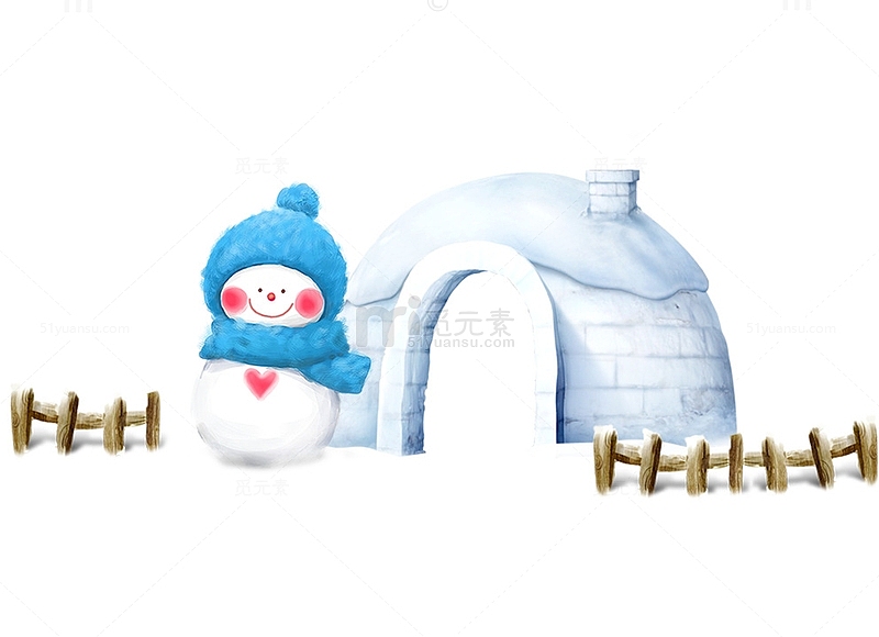 二十四节气小雪卡通可爱雪人元素
