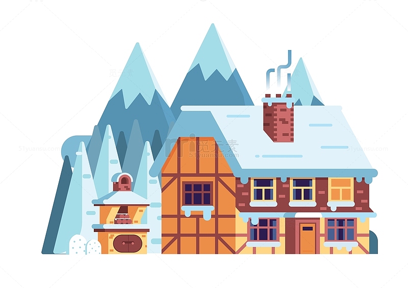 冬季卡通房子元素设计
