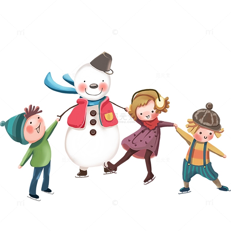 卡通二十四节气孩童雪人元素设计