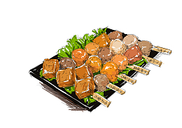 手绘烧烤烤串插画元素