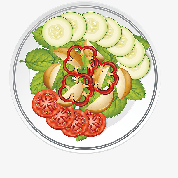 手绘蔬菜沙拉矢量免抠图