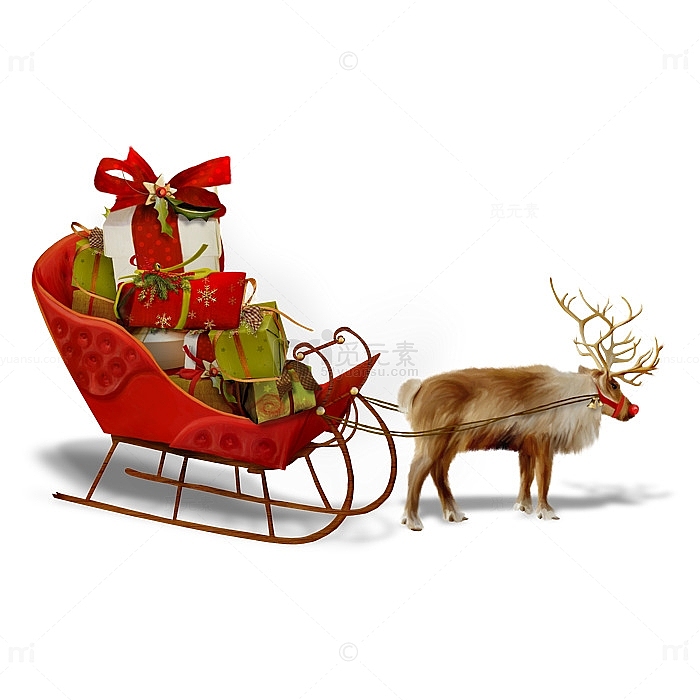 拉着礼物的圣诞麋鹿