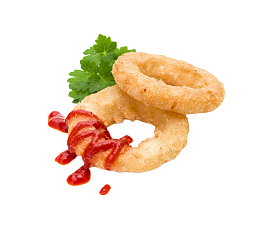 金黄色美味油炸鱿鱼圈