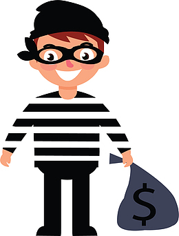 抢劫盗窃的卡通小偷