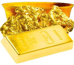 金黄色实物纯金金块