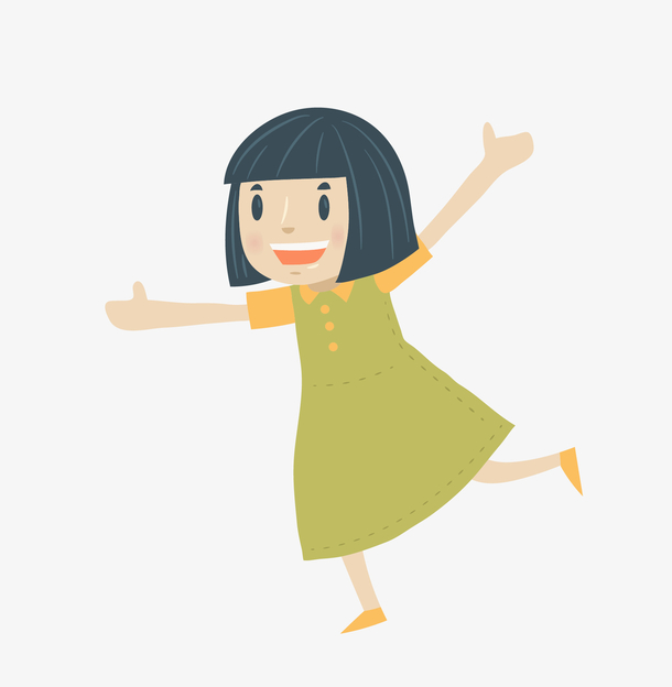 矢量卡通可爱展开双手拥抱女孩