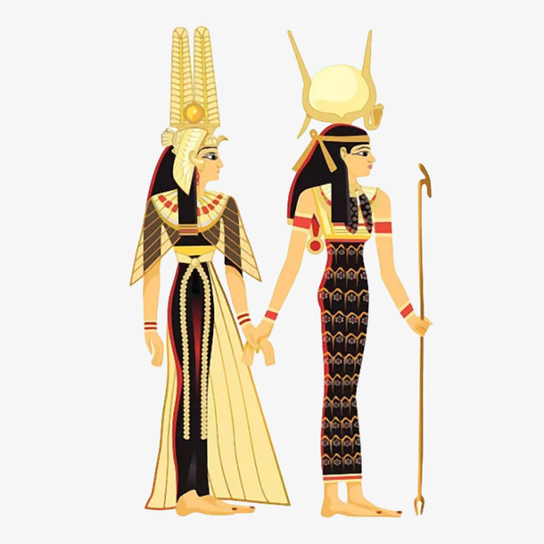 卡通手绘埃及旅游埃及国王王后p