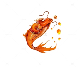 手绘卡通金色锦鲤