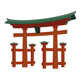 一座扁平化的日本寺庙牌坊