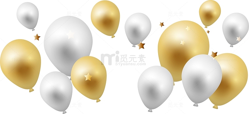 金色白色气球海报装饰矢量素材