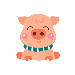 矢量圣诞节新年可爱卡通pig