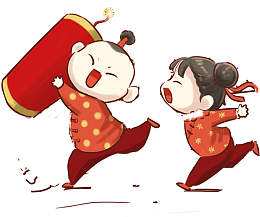 新年玩闹的小朋友