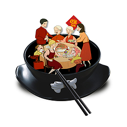 创意除夕年夜饭合成图