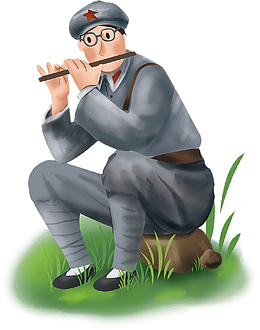 手绘解放军人的