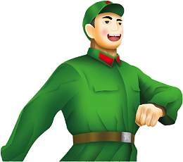 手绘走路的军人