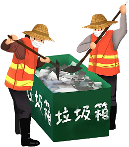 手绘环卫工人，