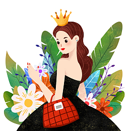手绘插画女孩八