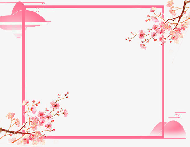 春天粉色桃花方框